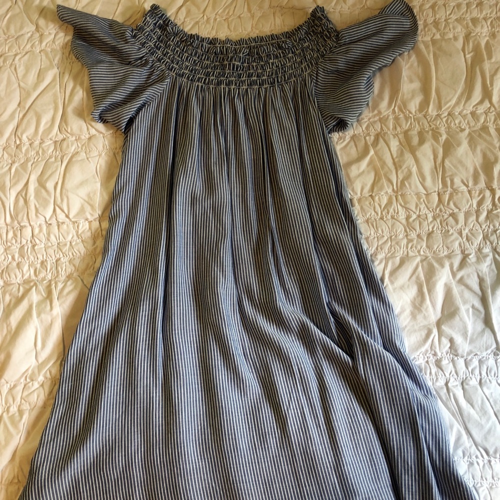 Blue and White Striped UrbanOutfitters Silk Dress!